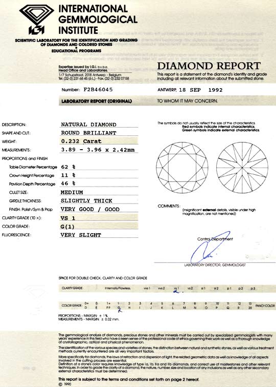 Foto 9 - Diamant 0,232ct Brillant IGI Top Wesselton G VS1, D5085
