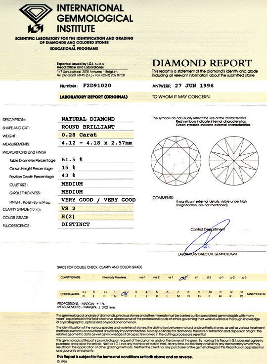 Foto 9 - Diamant, IGI, Brillant 0,28ct Wesselton VS VG/VG, D5710