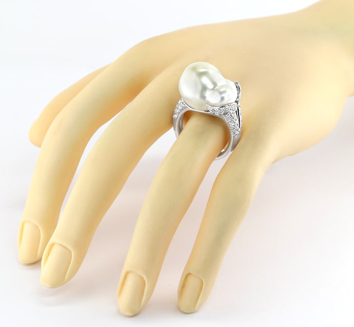 Foto 6 - Unikat Ring Riesen-Perle Diamanten Weißgold, S5330